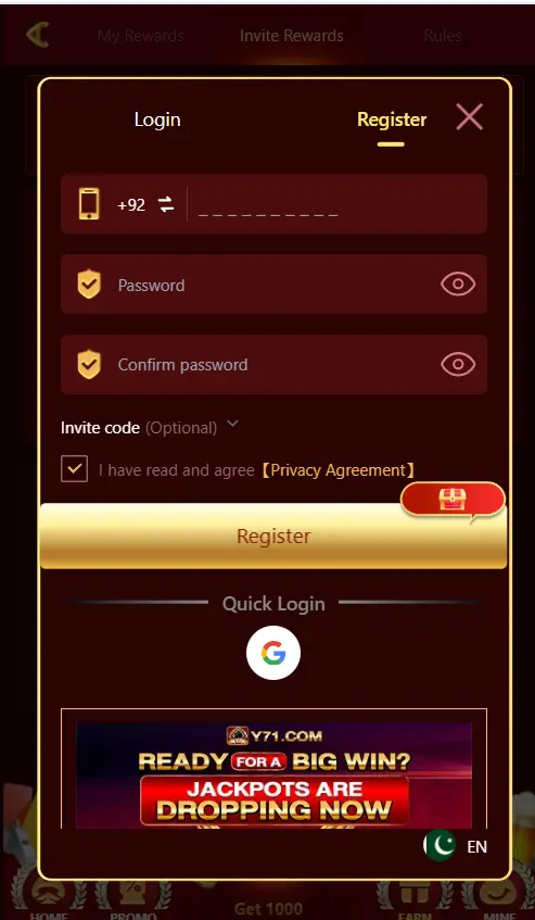 Y71 Login and Registration